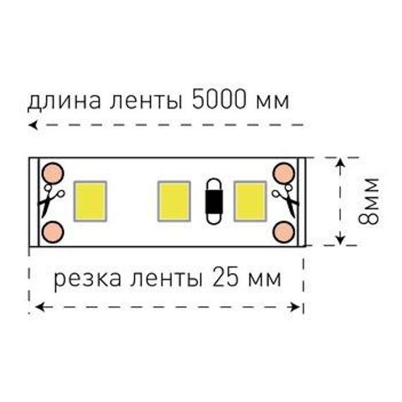 Светодиодная лента SWG 12W/m 120LED/m 2835SMD холодный белый 5M 001577