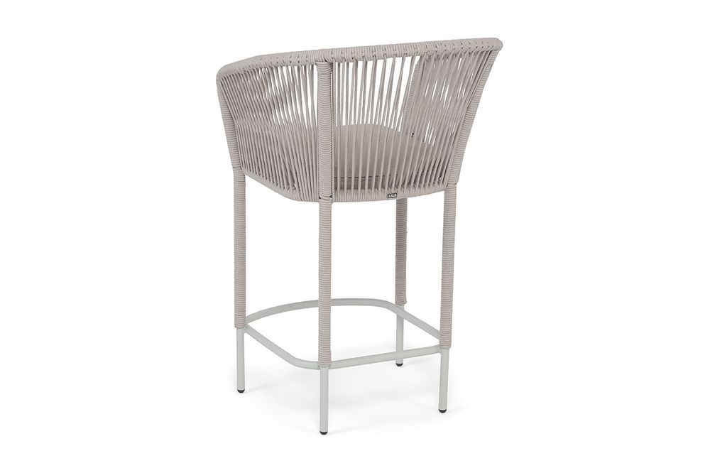 "Марсель" стул полубарный плетеный из роупа, каркас из стали светло-серый (RAL7035) муар, роуп бежевый круглый, ткань Mossle бежевая, пос.H65