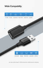 Кабель USB - USB удлинитель, 3m UGREEN 10317