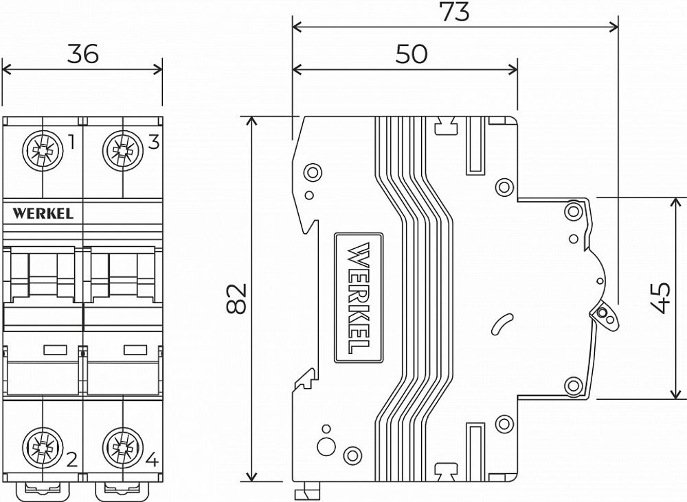 Автоматический выключатель 2P Werkel Автоматические выключатели W902P254