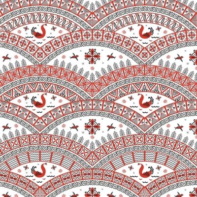 Орнамент в стиле мезенской росписи (ДизайнI rina Skaska)