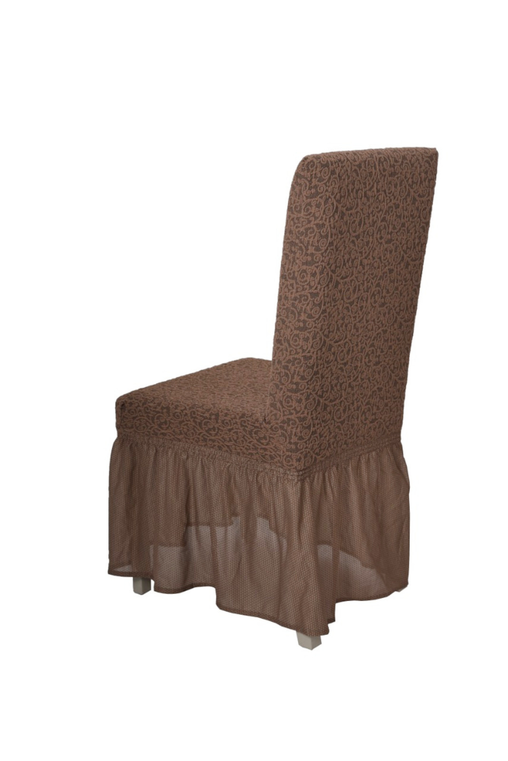 Чехол на стул с оборкой Жаккард, цвет Кофе с молоком