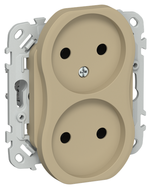 FLITE Розетка 2-местная без заземления без защитных шторок 10А РС02-0-ФлХ хаки IEK