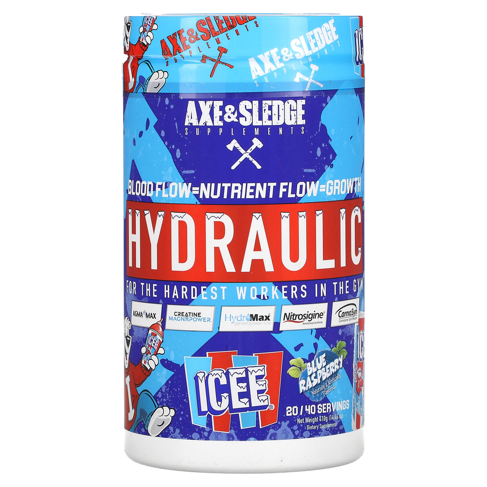 Axe & Sledge Supplements, Hydroxy, Icee, голубая малина, 410 г (14,46 унции)