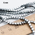 Гематит Звезда бусины (имитация), цвет серебристый, размер около 4,1*4,3 мм, цена за отрезок 19 см (1/2 нити)