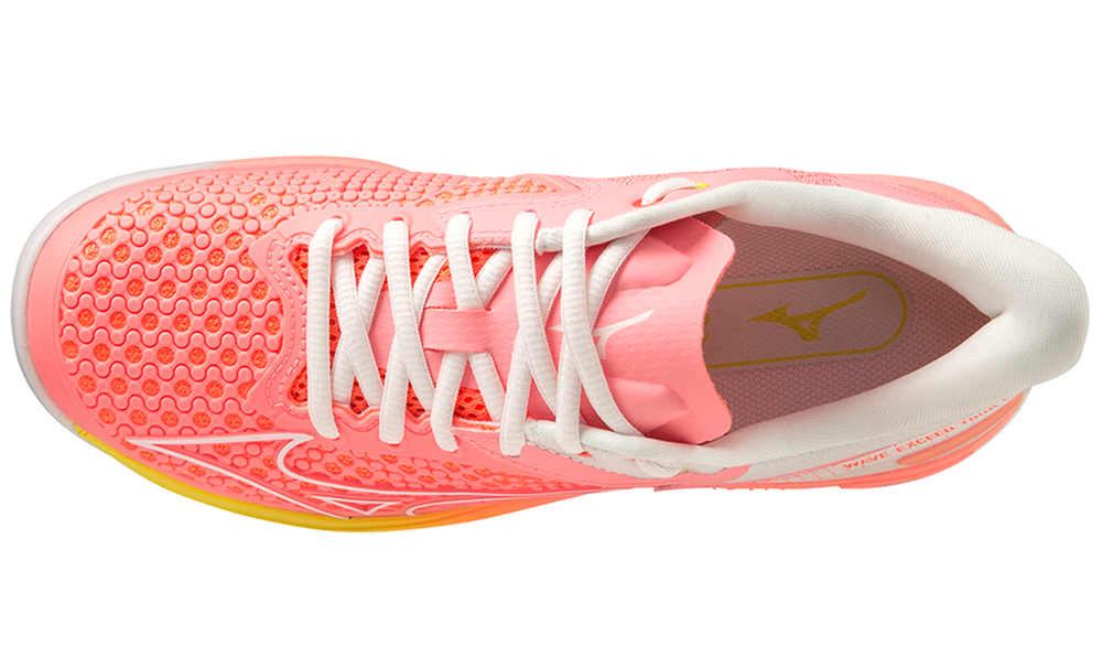 Женские Кроссовки теннисные Mizuno Wave Exceed Tour 5 CC - candy coral/snow white/neon flame