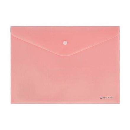 Папка-конверт на кнопке А4 Brauberg Pastel, 200 мкм, персиковая