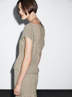 Massimo Dutti Свободный плиссированный топ с вкраплениями, бежевый