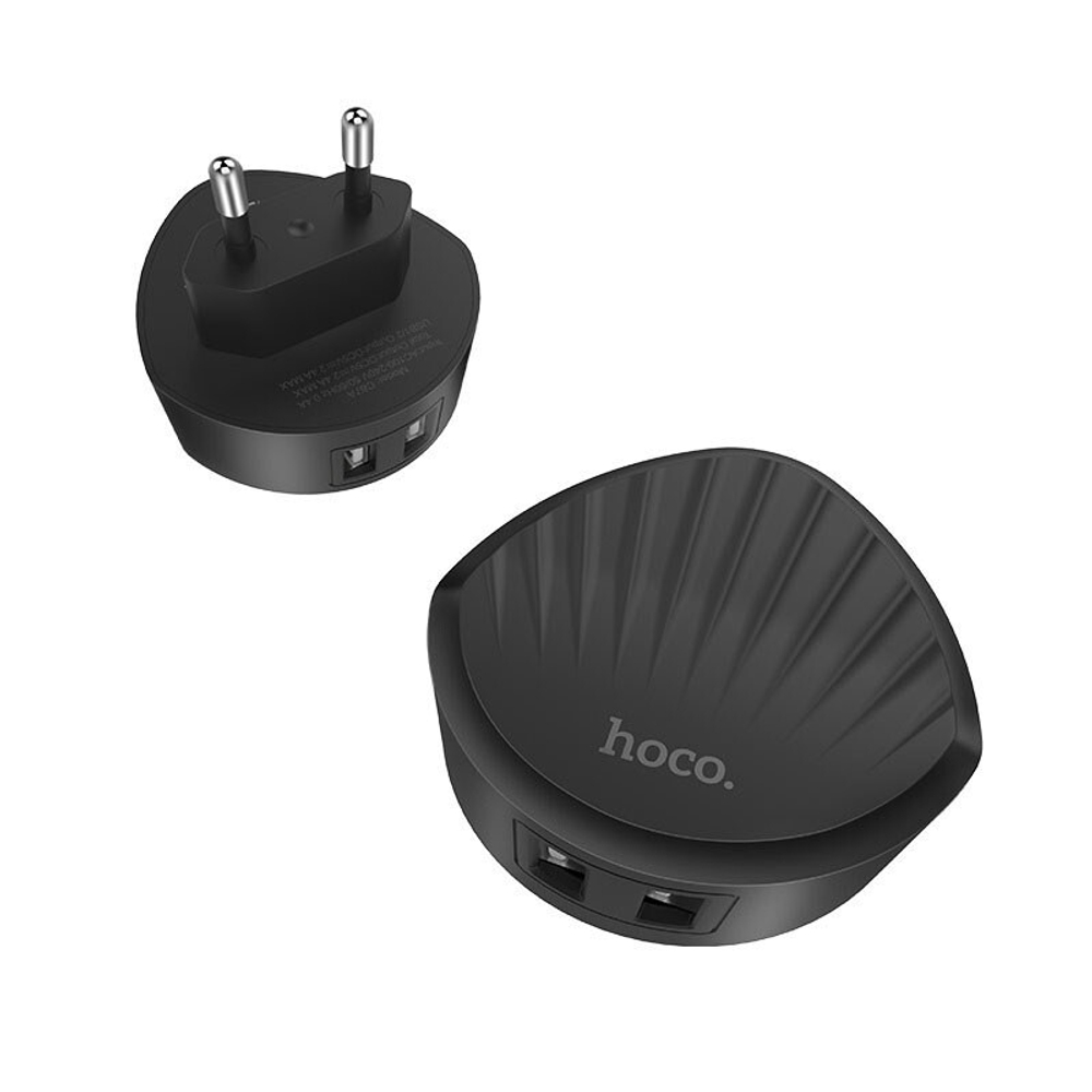 Сетевой адаптер питания HOCO C67A 2USB 2.4A (черный)