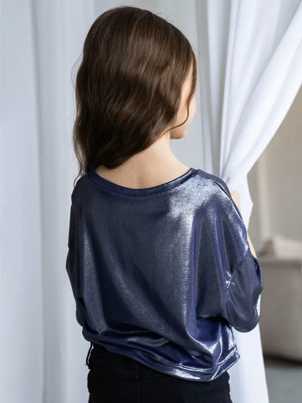 Футболка синяя праздничная для девочки