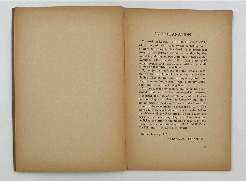 Alexander Berkman.  The «Anti-Climax» The concluding chapter of my Russian diary... 1925