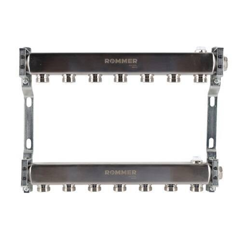 Коллекторная группа для радиаторного отопления ROMMER RMS4401 - 1" на 7 контуров 3/4"EK