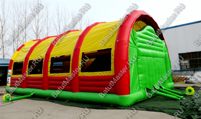 Надувной батут "Страна Сафария-2" с крышей и высокими горками 13*7*6 м