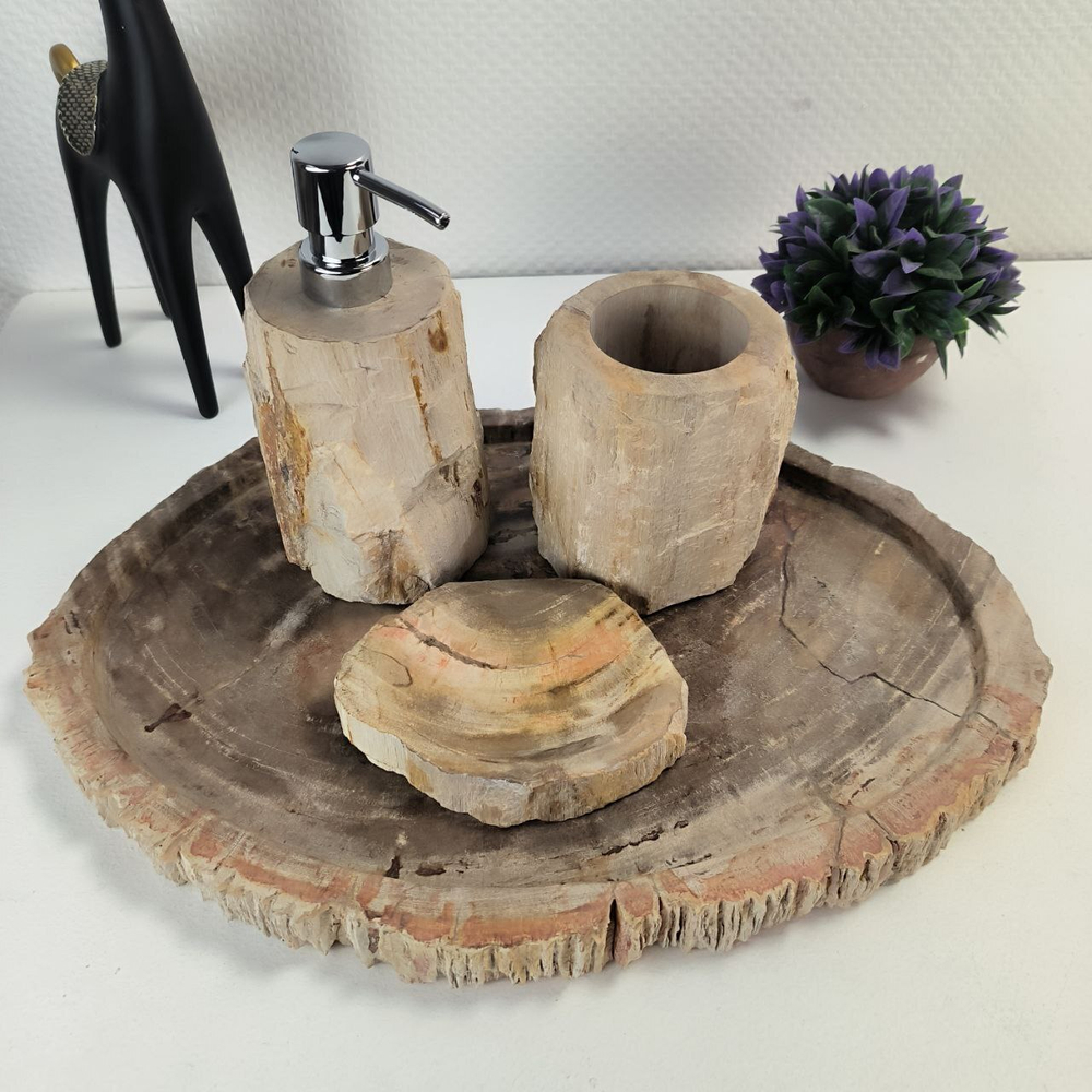 Набор из окаменелого дерева 4 предм Fossil Set NF-63065 поднос 30см*42см