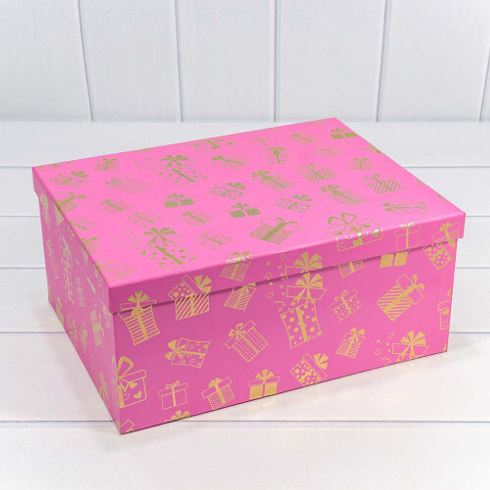 Коробка 34 х 26 х 15.3 см Набор 10 шт "Новый год" (Розовый)
