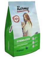 Karmy Sterilized Сухой корм для взрослых стерилизованных кошек с курицей, 400 гр
