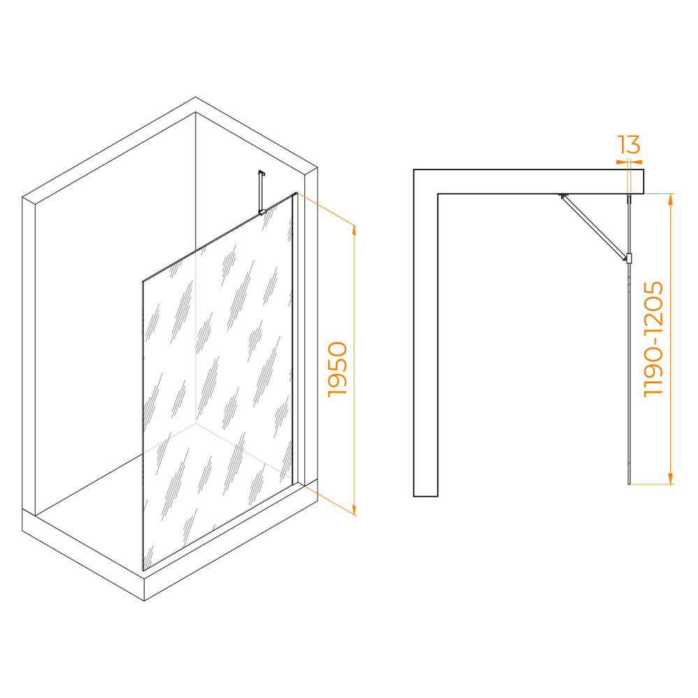 Душевая перегородка RGW WA-110W (Прозрачное, 1200)