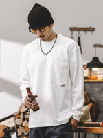 Американская футболка с длинным рукавом мужской осенний лонгслив двойной карманный