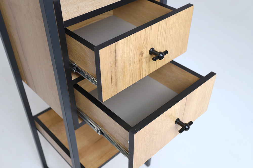 Стеллаж Ивару Берген-3, Дуб крафт золотой/Черный