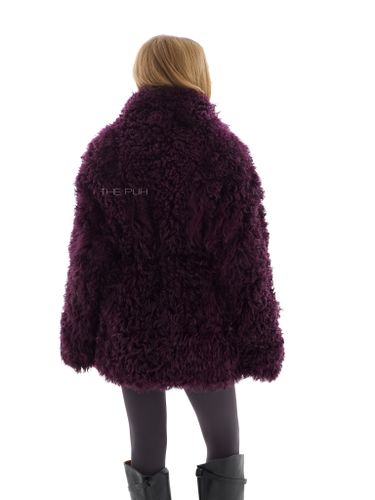 Бордовая шуба из овчины калган