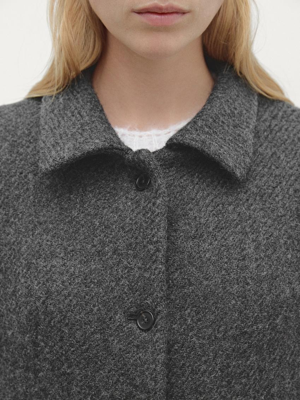 Massimo Dutti Длинное пальто из смесовой шерсти, серый