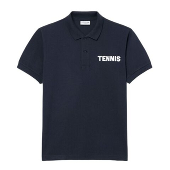 Мужское теннисное поло Lacoste Classic Fit Printed Petit Piqué - black