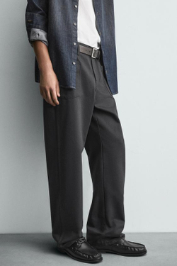 ZARA ДЖИНСЫ RELAXED FIT С КАРМАНАМИ, УГОЛЬНЫЙ