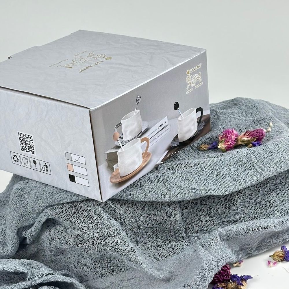 Lenardi 164-031 Чашка 210мл с блюдцем и ложкой в под.уп.(х24)Фарфор