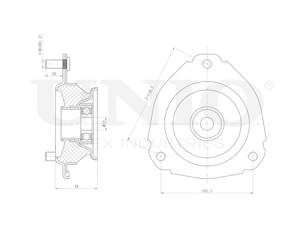 Опора амортизатора передняя UNIO RMP-13109