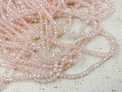 Бусины граненые Рондель, d 4 мм, 1 уп=10 нитей, 1 нить 45 см, розовый АВ