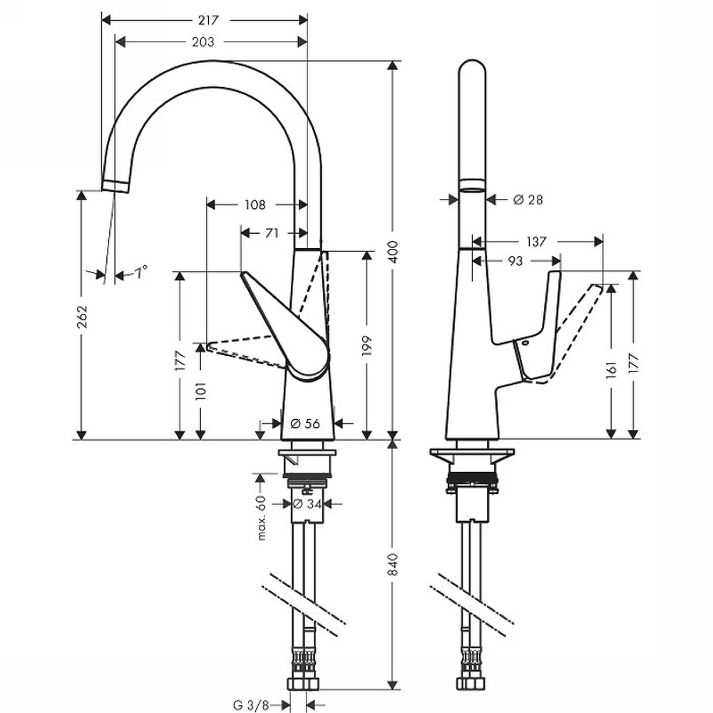 Смеситель для кухни Hansgrohe Talis S 72810000 хром