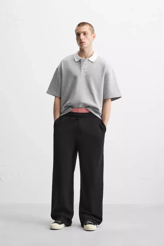 ZARA ДЖОГГЕРЫ WIDE-FIT, ЧЕРНЫЙ