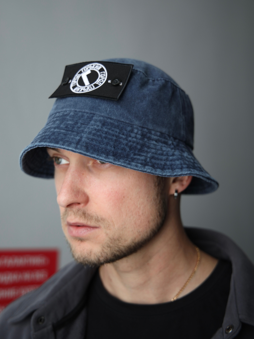 Панама город горький с патчем синий синяя