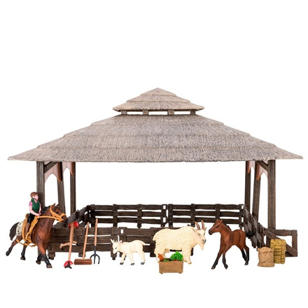 Набор фигурок животных серии "На ферме": 20 предметов: ферма, домашние животные (лошади, козы), персонажи и инвентарь