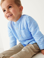 Рубашка льняная для мальчика Next U72-310, Голубой