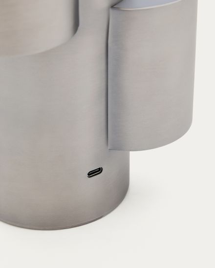 Переносная настольная лампа Adrina из светло-серого металла