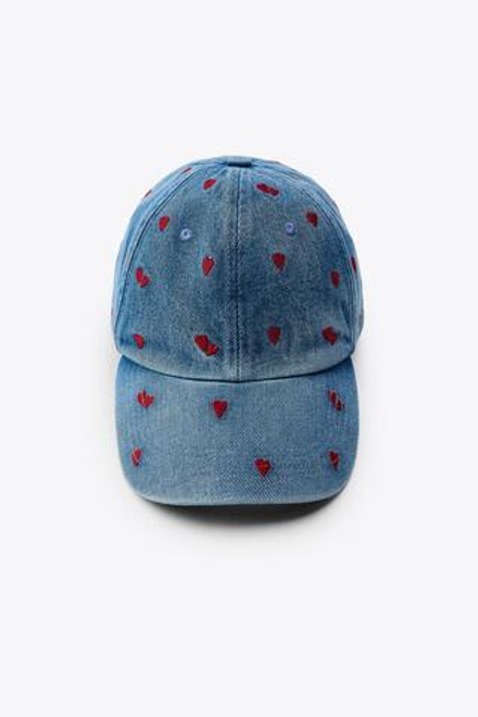 ZARA ДЖИНСОВАЯ КЕПКА С ВЫШИВКОЙ, МОРСКОЙ СИНИЙ
