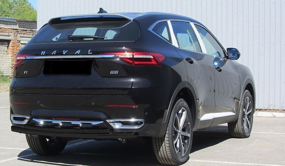 Защита заднего бампера Haval F7 F7x (2019-2023) d57+d42 черная