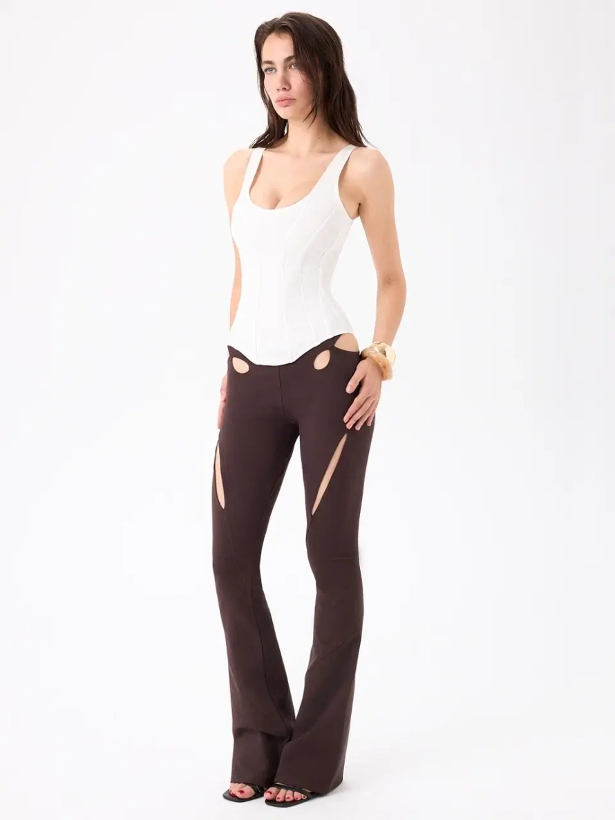 BROWN CUTOUT TROUSERS