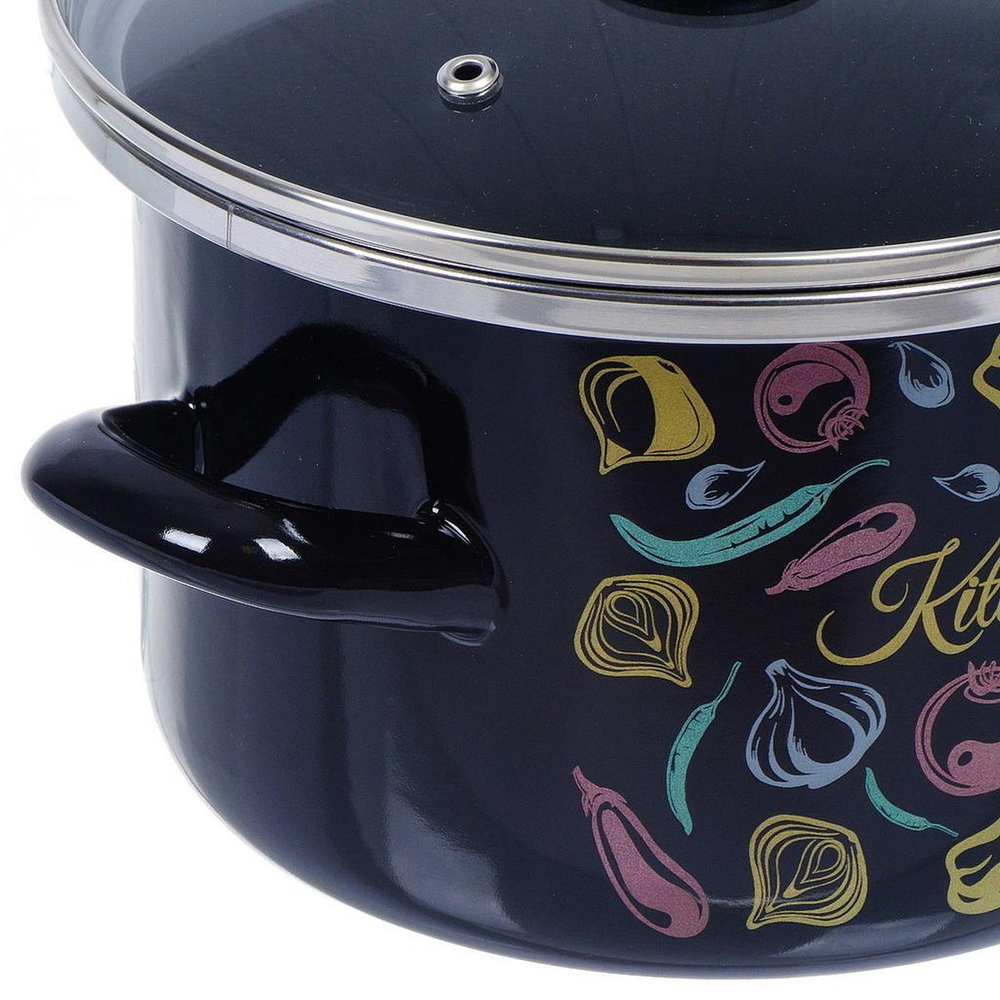 Кастрюля сталь, эмал, 3 л, с крыш, Сантэкс, Микс овощной, 1-2230112, индукц