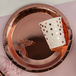 Тарелки фольгированные в цвете розовое золото, 18 см/ 23 см, 6 шт.