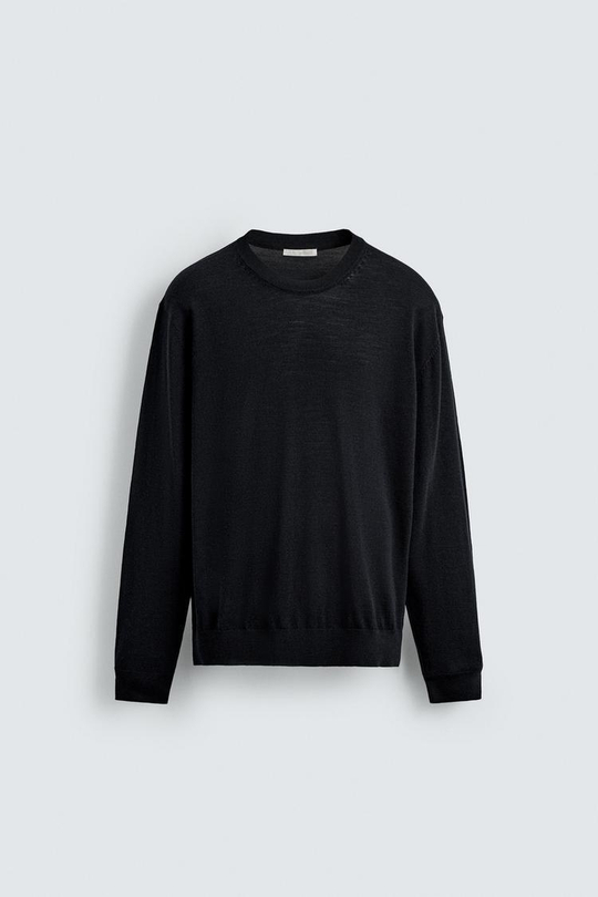 ZARA СВИТЕР ИЗ 100% ШЕРСТИ, ЧЕРНЫЙ