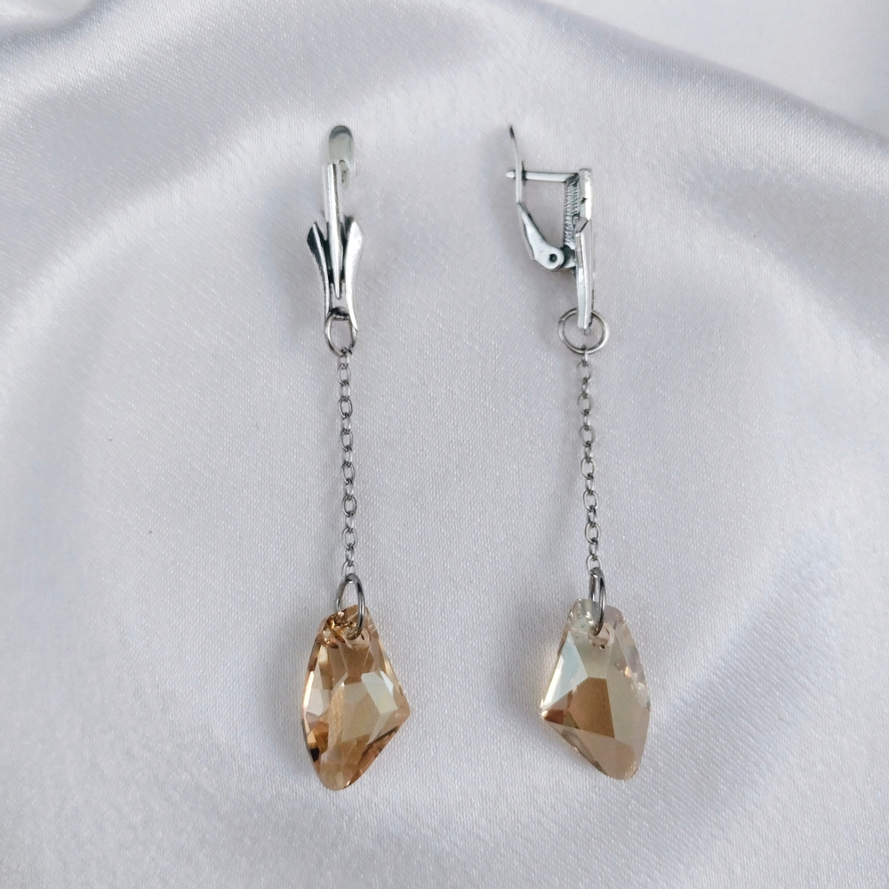 "Кьелль мод." серьги в серебряном покрытии из коллекции "Водопад" от Jenvi  с английским замком