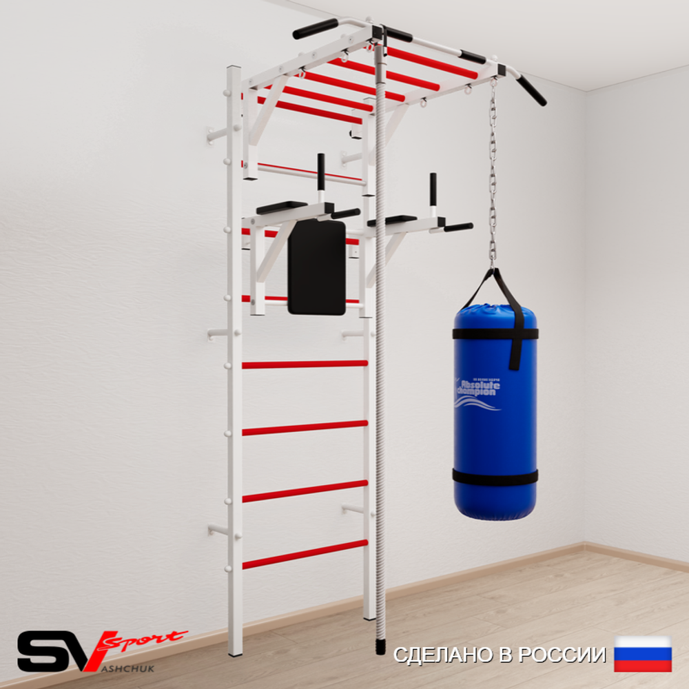 Шведская стенка Sv Sport усиленная 6402 (Турник рукоход/Брусья/Канат/Цепь/Мешок 22кг)