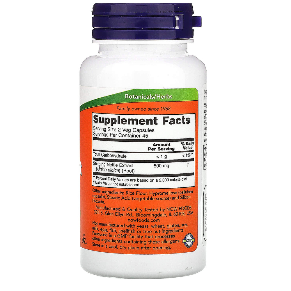 NOW Foods, экстракт корня крапивы двудомной, 250 мг, 90 вегетарианских капсул