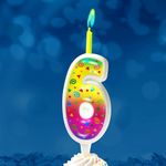 Свеча Цифра, 6 Цветное пламя, 12 см, 1 шт.