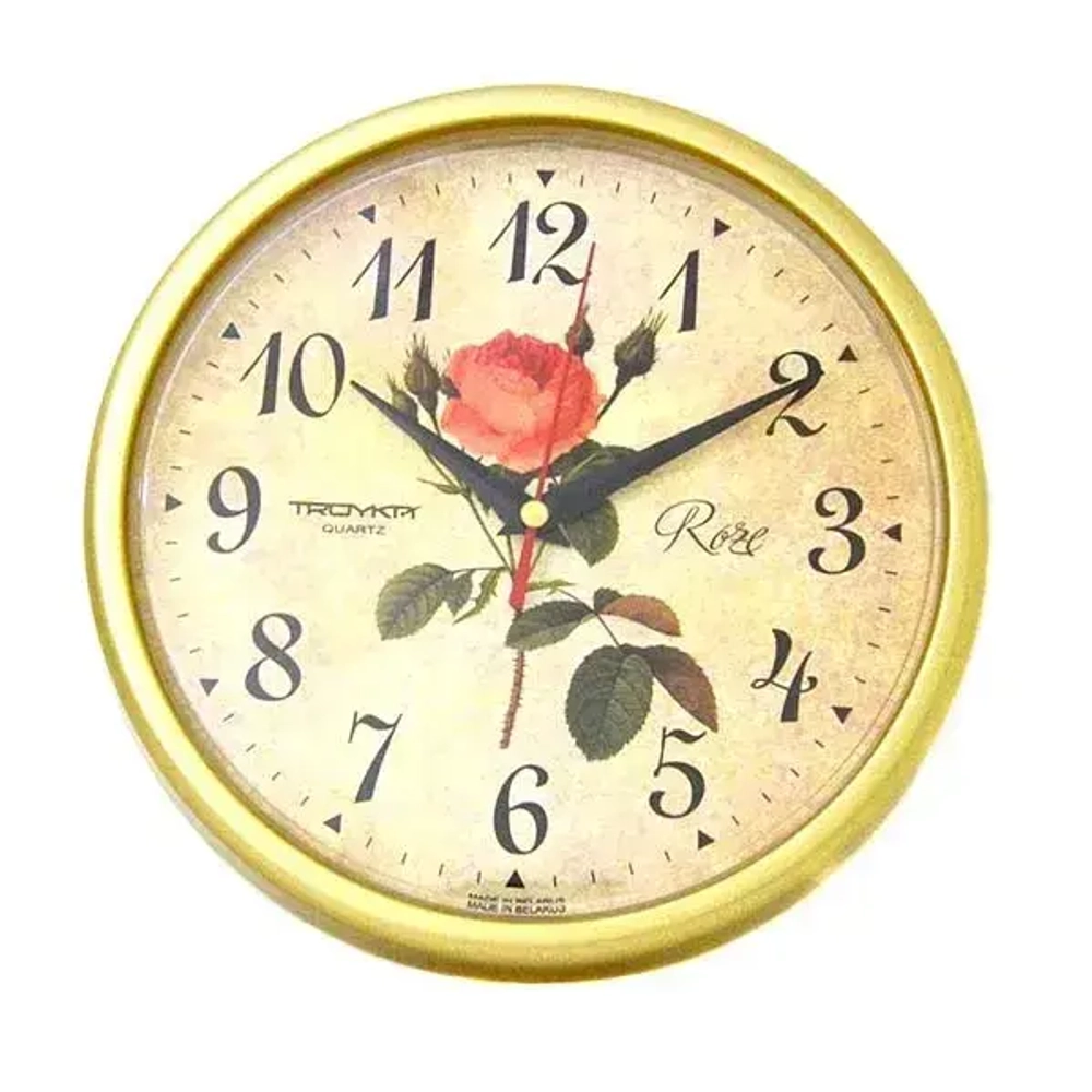 Часы наст. круглые Роза цв. зол. d=29см