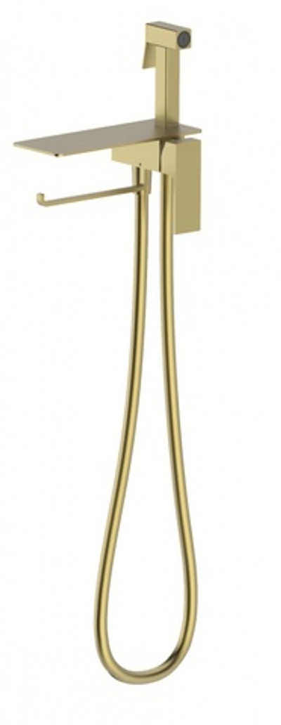 393052-S Смес. встра. с ГИГ. душем, полкой и держ. полотенца (Мат. Золото) ViEiR (10/1шт)