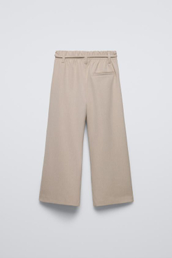 ZARA БРЮКИ С ЭЛАСТИЧНЫМ ПОЯСОМ, СВЕТЛО-БЕЖЕВЫЙ