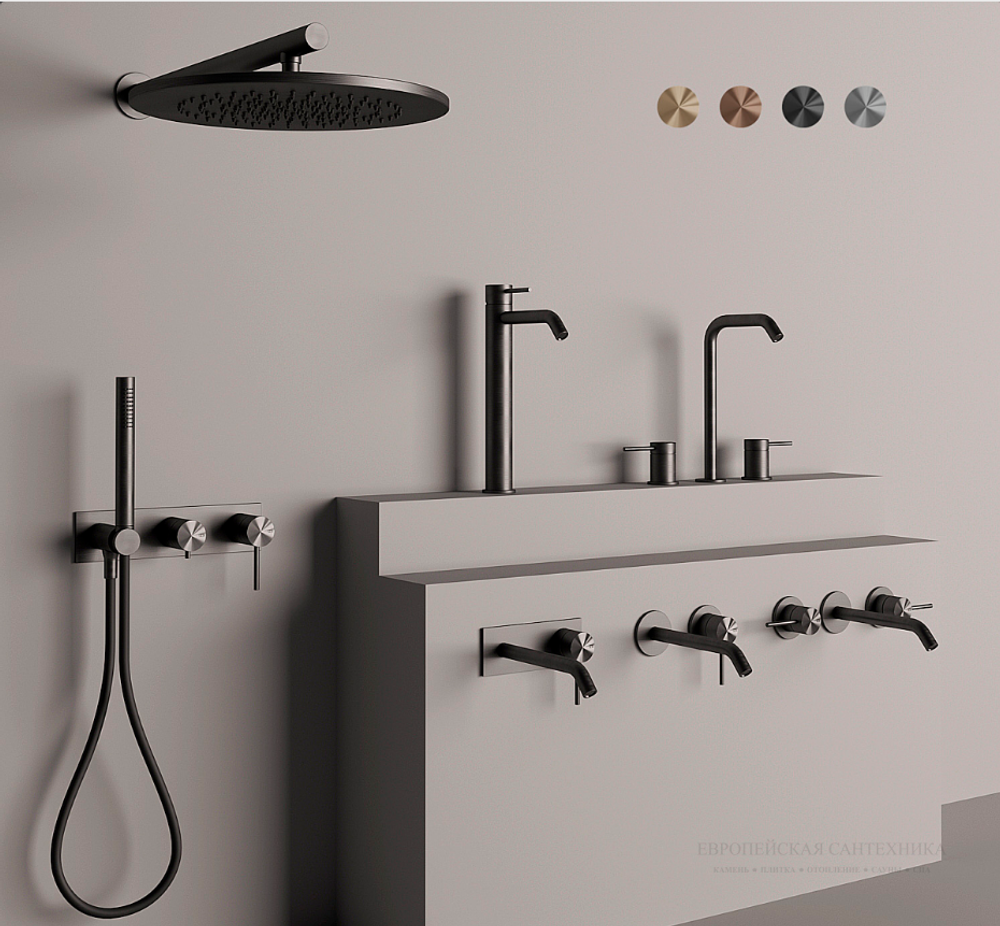 Смеситель для раковины Gessi316 Flessa, высокий, с длинным изливом, без донного клапана, цвет Black Metal Brushed PVD